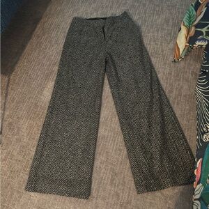 Women's Wool Herringbone wide leg Patterned Pants